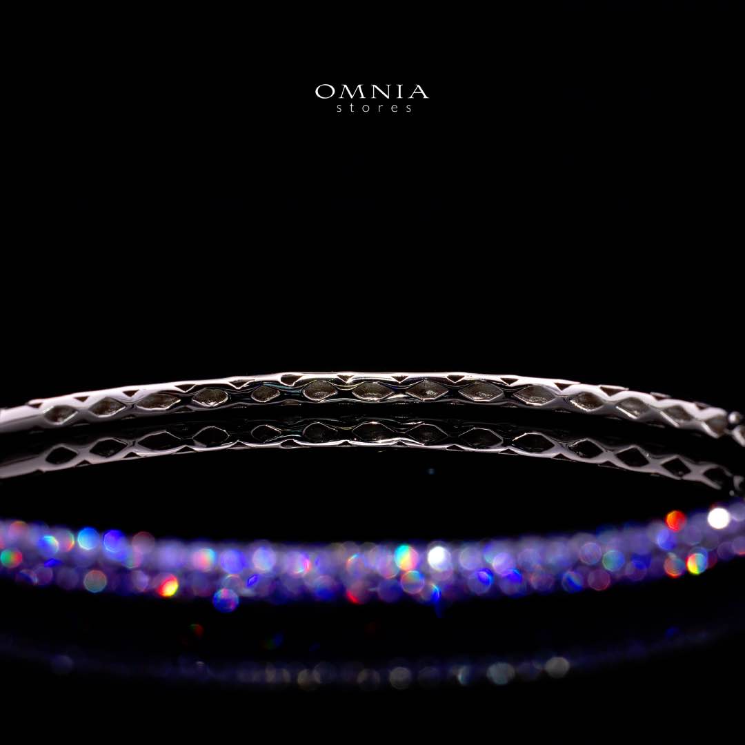 Omnia Zenah Purple Bangle With High Quality Simulated Diamonds in 925 Silver