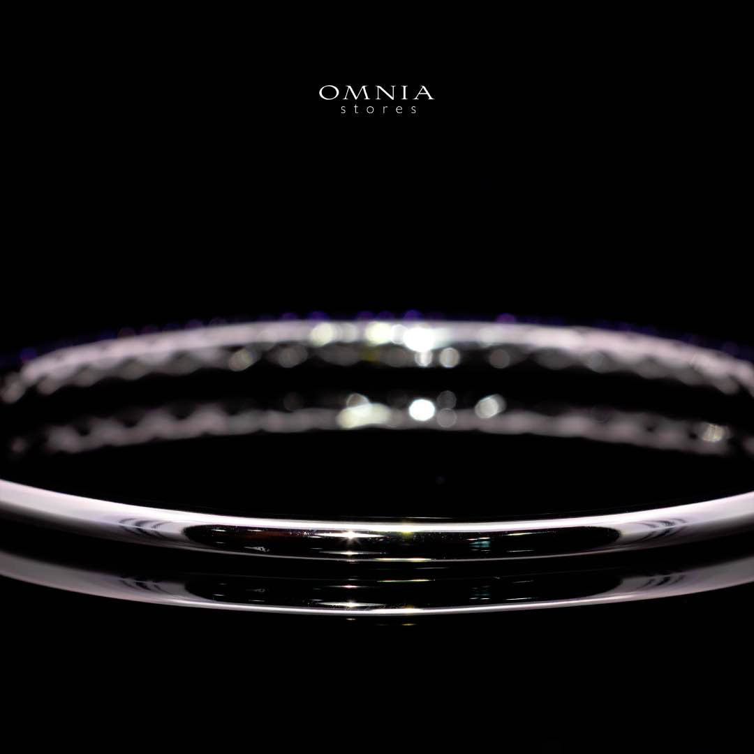 Omnia Zenah Purple Bangle With High Quality Simulated Diamonds in 925 Silver