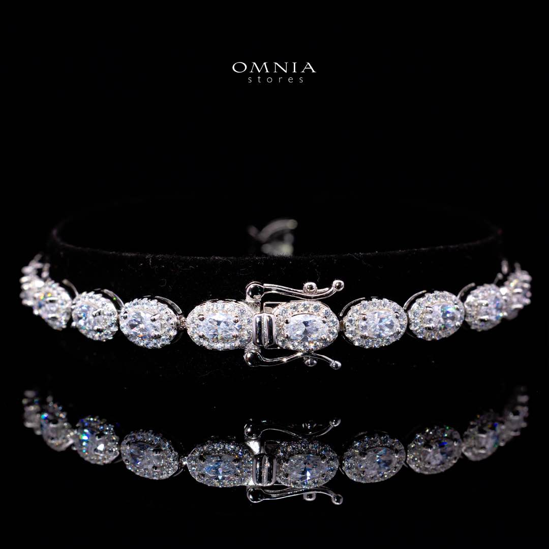 Omnia Syra White Silver Bracelet in 925 Silver High Quality Simulated Diamonds