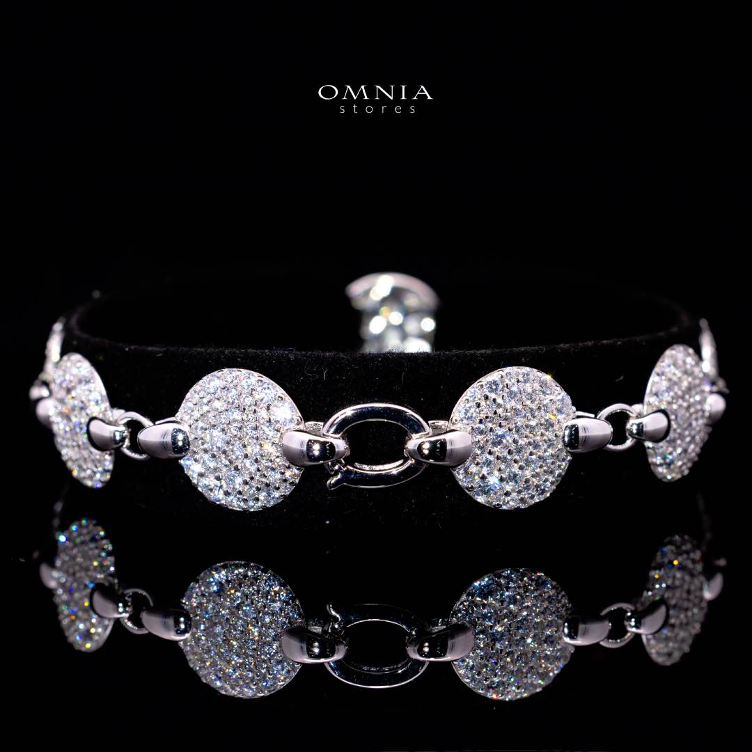 Omnia Reham White Silver Bracelet in 925 Silver High Quality Simulated Diamonds