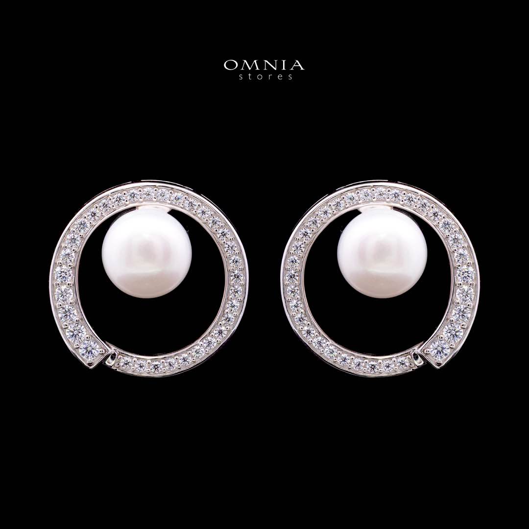 Omnia Afra Fresh Real Water Pearl Earrings 925 Silver High Quality Simulated Diamonds