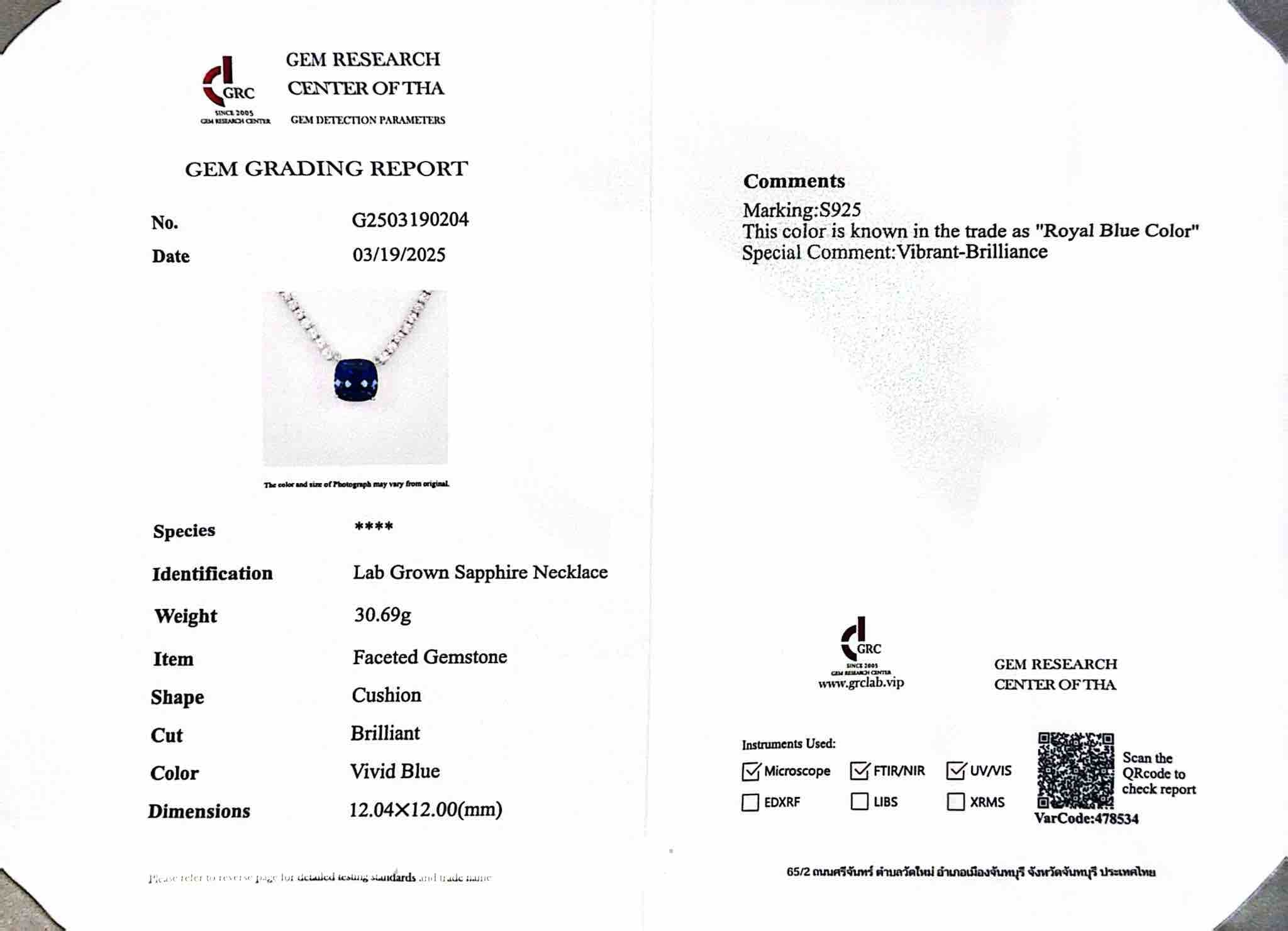 Omnia Nafeesa Blue Necklace 925 Silver in High Quality Lab Grown Sapphire Stone - OMNIASTORES UAE