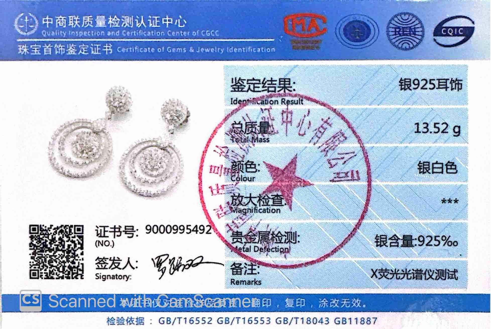 Omnia Rafeea White Silver Drop Earrings In 925 Silver High Quality Certified Lab Crafted Stones