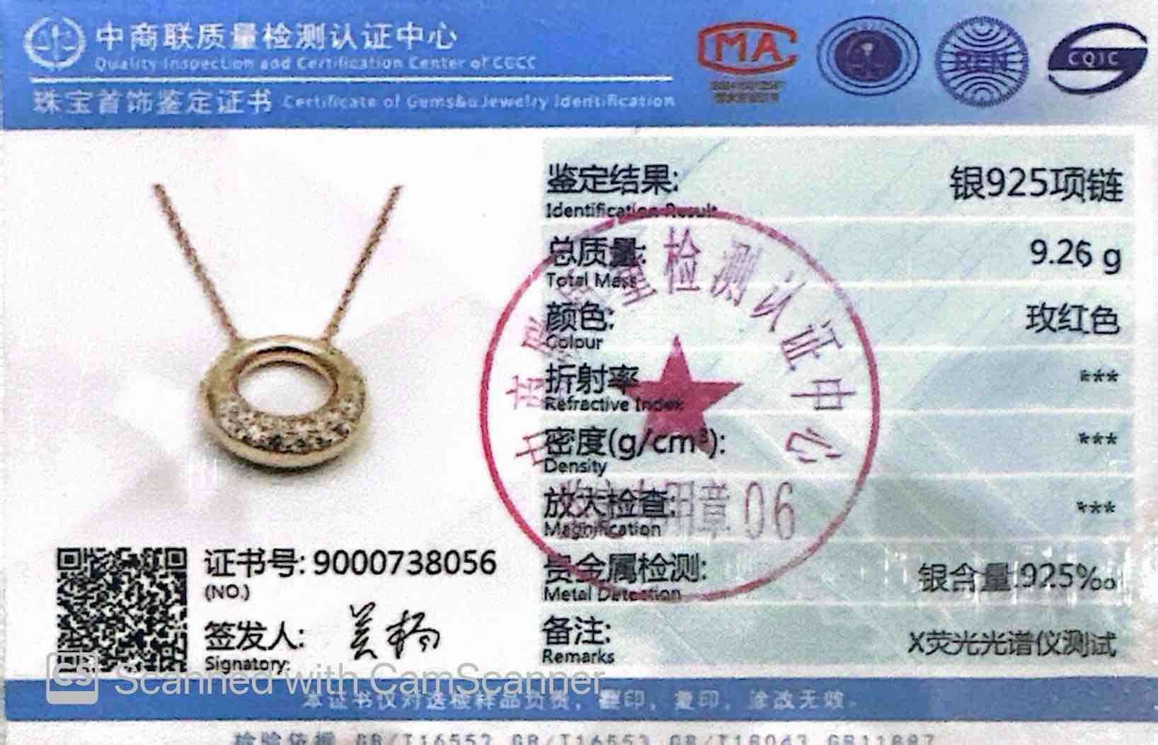 Omnia Asah Rose Gold Peandant Necklace In 925 Silver High Quality Certified Lab Crafted White and Pink Stones - OMNIASTORES UAE