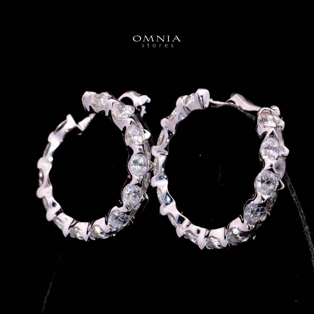 Omnia Shasa White Earrings With High Quality Certified Lab Crafted Stones In 925 Silver