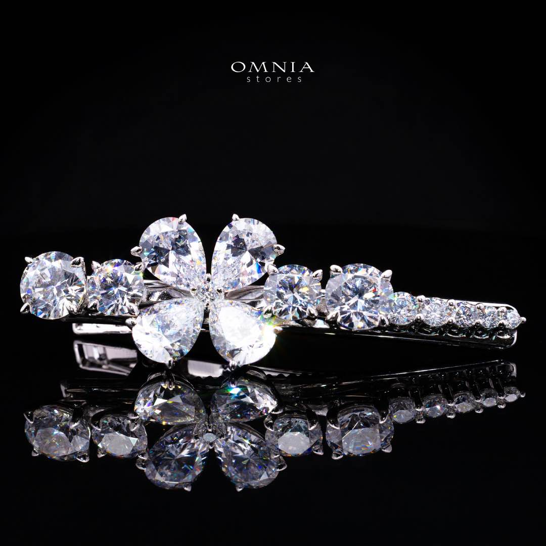 مشبك شعر أبيض مزهر من أمنية أساه مصنوع من الفضة عيار 925 عالية الجودة وأحجار مخبرية