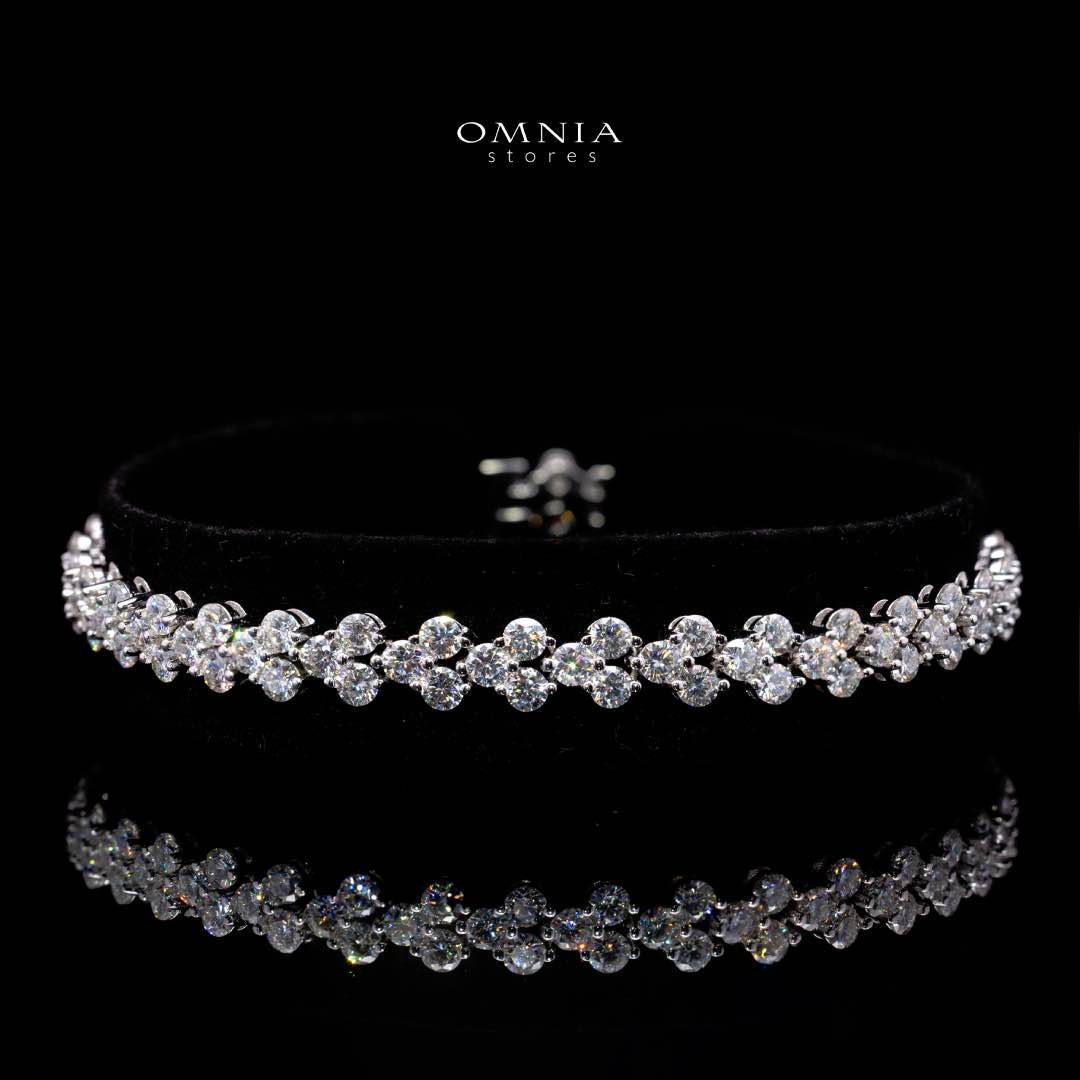 Omnia Nasiya White Silver Bracelet in 925 Silver with High-Quality Moissanite Stones