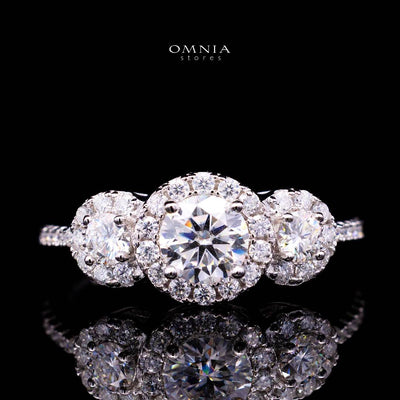 Fawzia White Round Cut Ring GRA Certified in High Quality 925 Silver 6.0mm 0.8ct