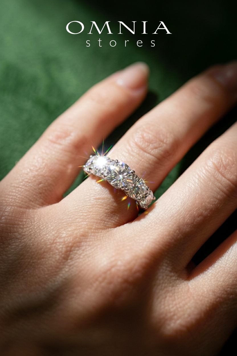 Omnia Rafal White Ring In 925 Silver High Quality Certified Lab Crafted Stones