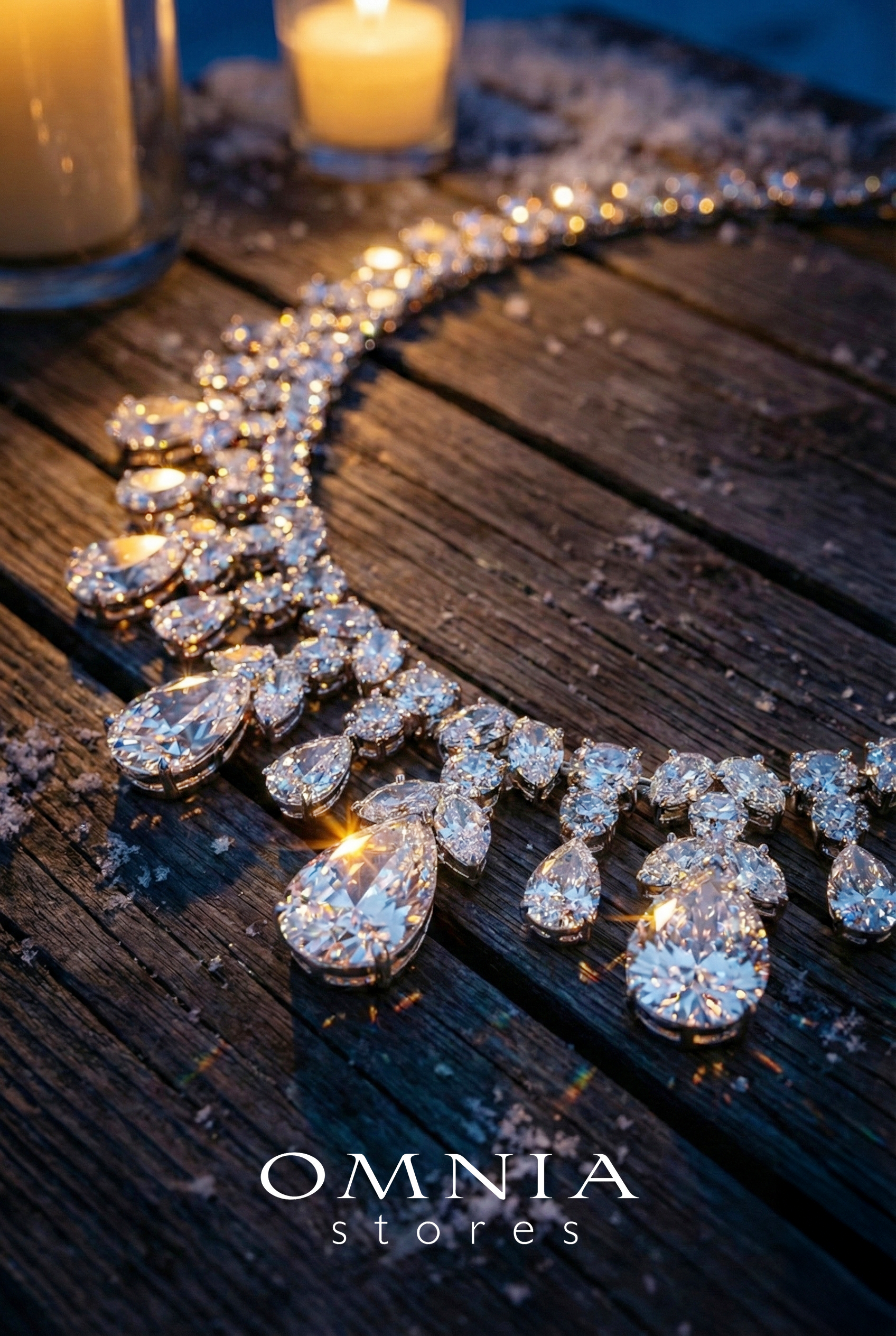 Omnia Taleen Silver White Necklace In 925 Silver With High Quality Lab Crafted Stones