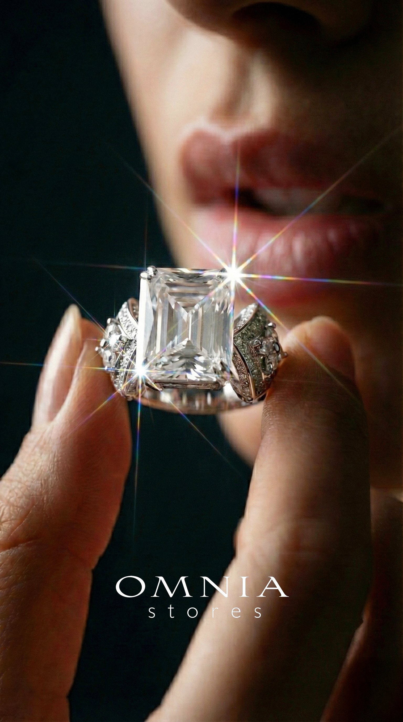 Omnia Asma Cushion Cut Radiant White Ring in 92.5 Silver with High Quality Simulated Diamonds