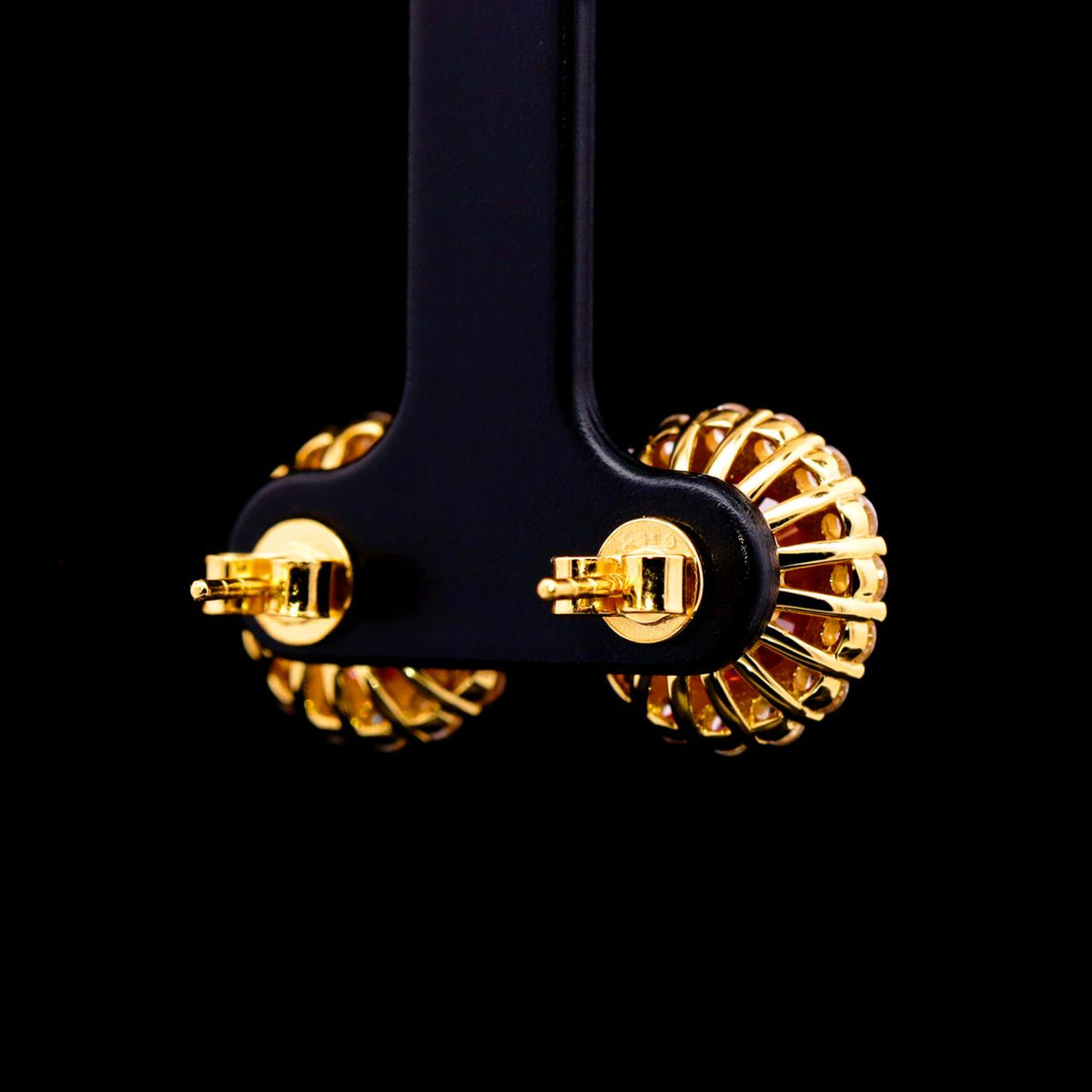 Haneen Gold-Plated Earrings with Certificate | Simulated Diamonds in 925 Sterling Silver back