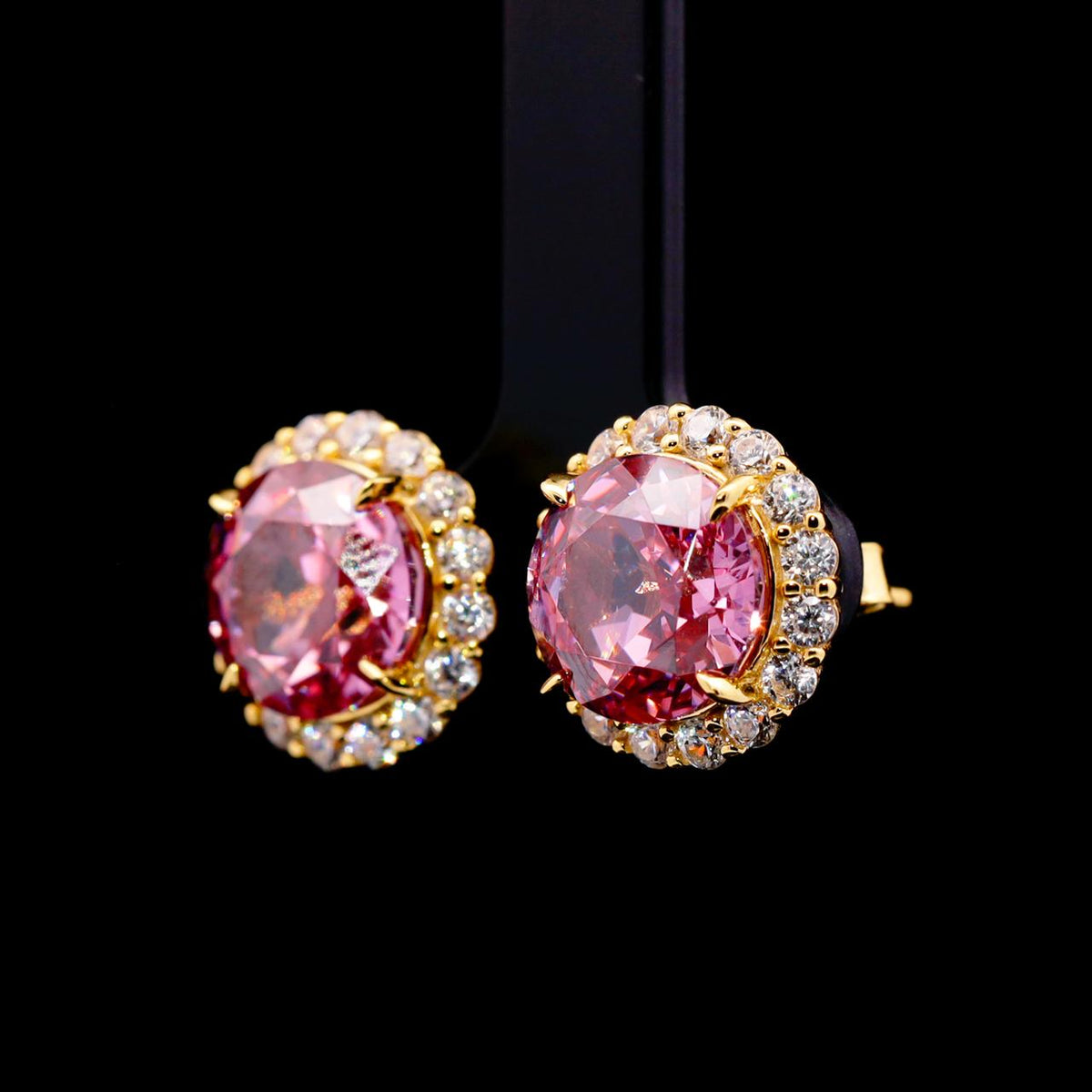 Haneen Gold-Plated Earrings with Certificate | Simulated Diamonds in 925 Sterling Silver side
