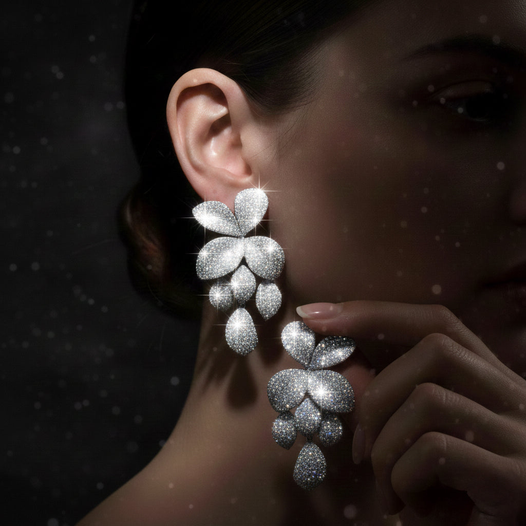Omnia Dayana Earrings in 92.5 Silver In High Quality Simulated diamonds - OMNIASTORES UAE