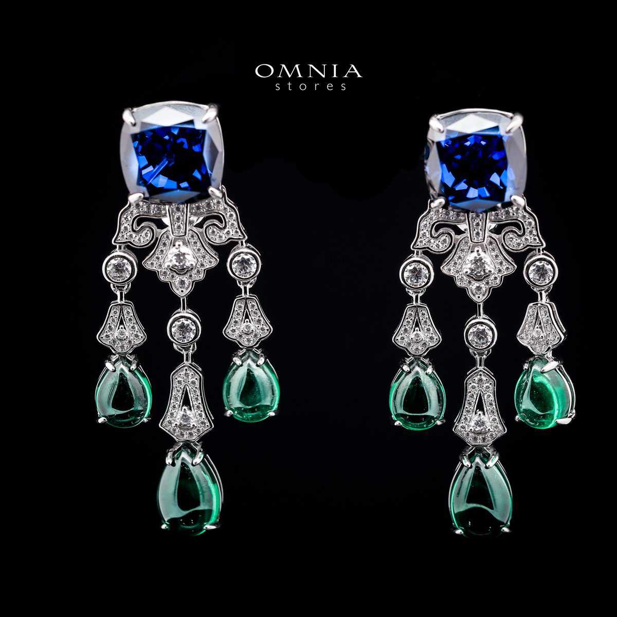 Omnia Saba Earrings in 92.5 Silver High Quality Simulated diamonds - OMNIASTORES UAE