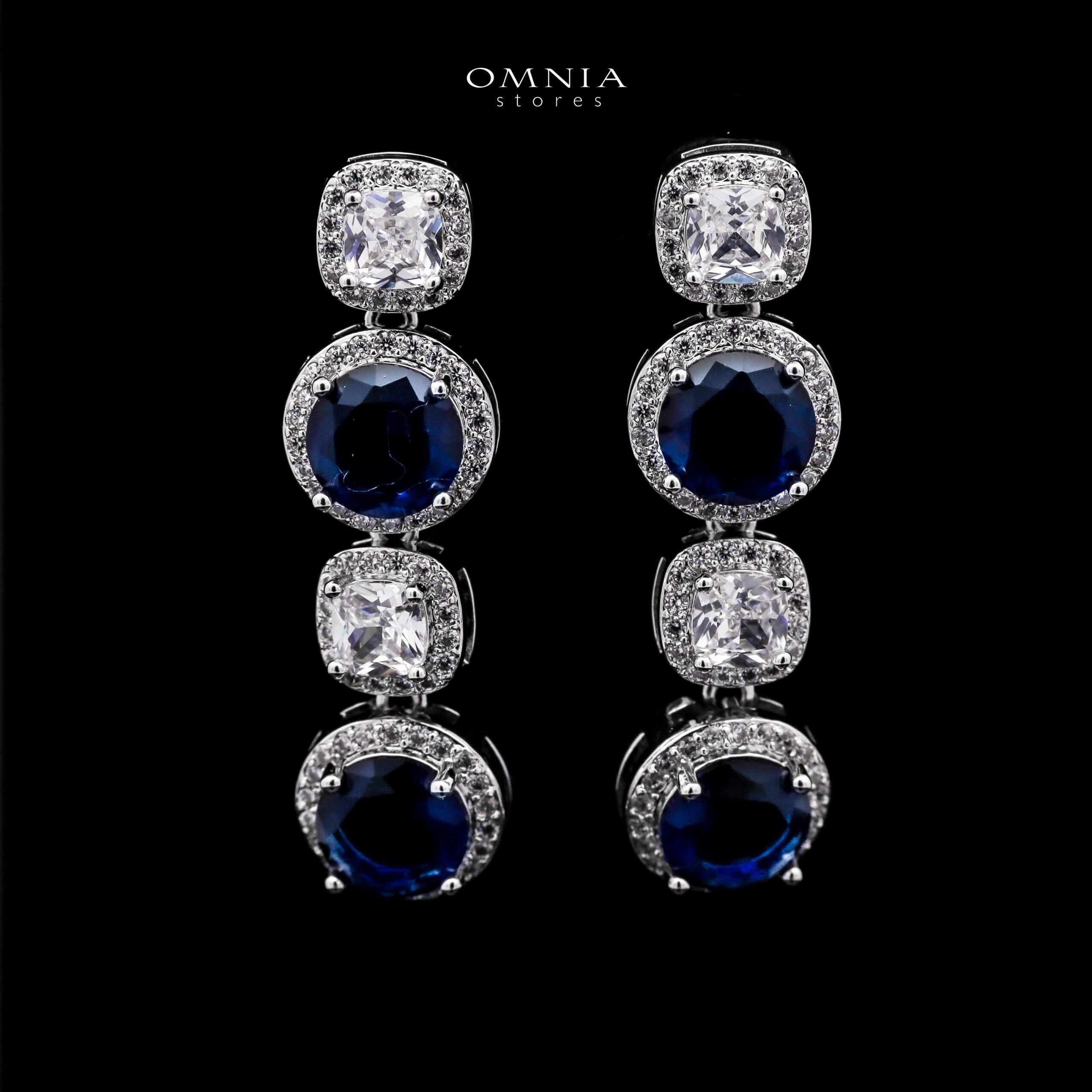 Omnia Lilian Blue Bridal Full Set in High Quality Simulated Diamonds Rhodium Plated
