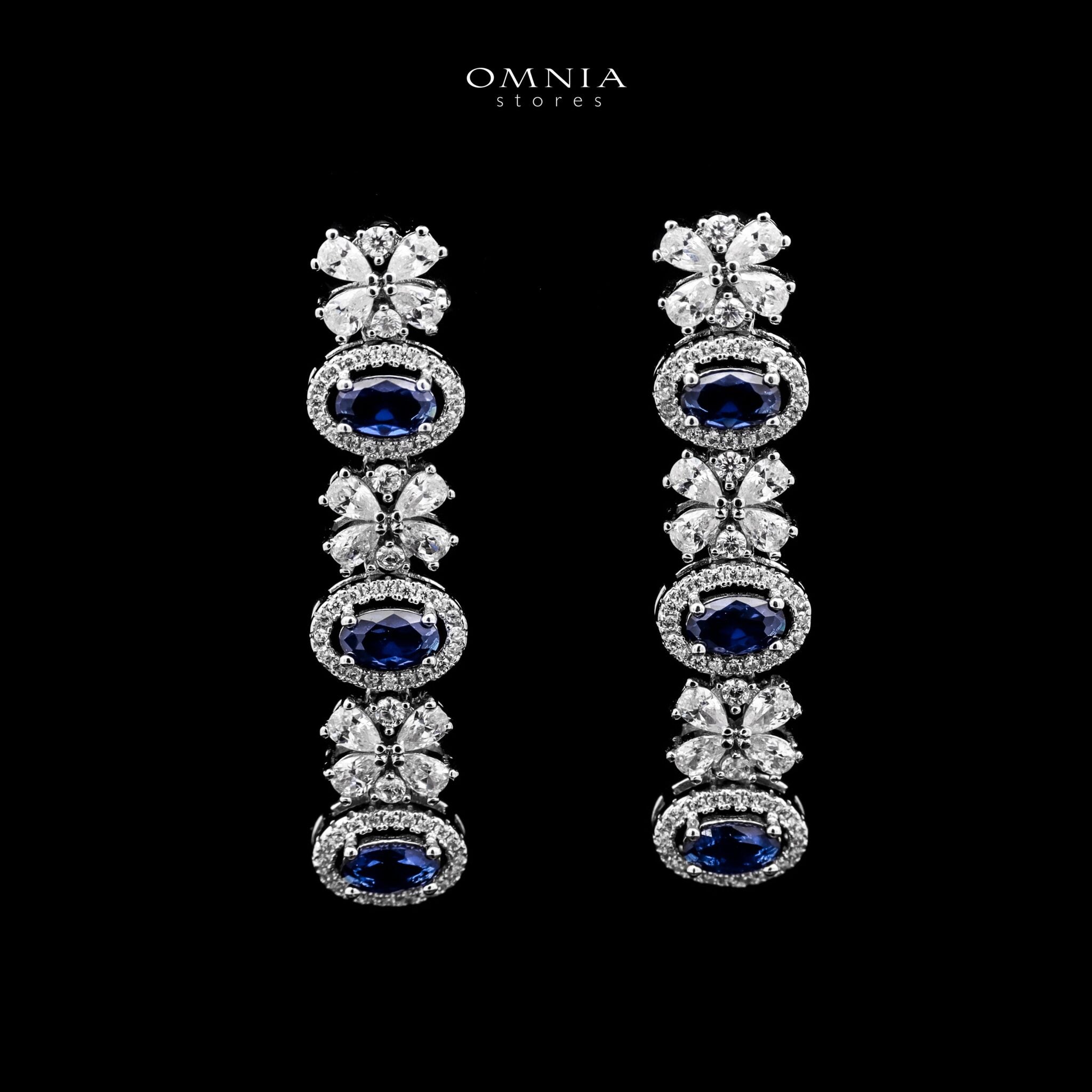 Omnia Mira Blue Bridal Full Set in High Quality Zircon Stone Rhodium Plated - OMNIASTORES UAE