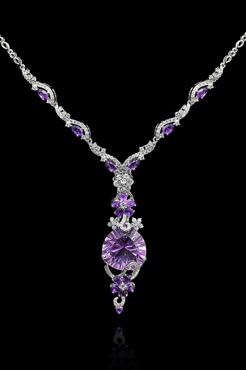 Omnia Hafsa Necklace in 92.5 Silver High Quality Amethyst stone - OMNIASTORES UAE