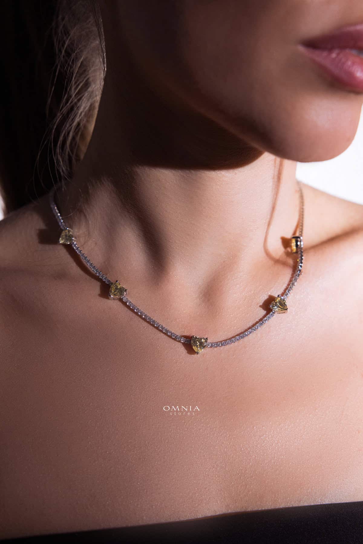 Omnia Louise Yellow Necklace 92.5 Silver In High Quality Simulated diamonds - OMNIASTORES UAE