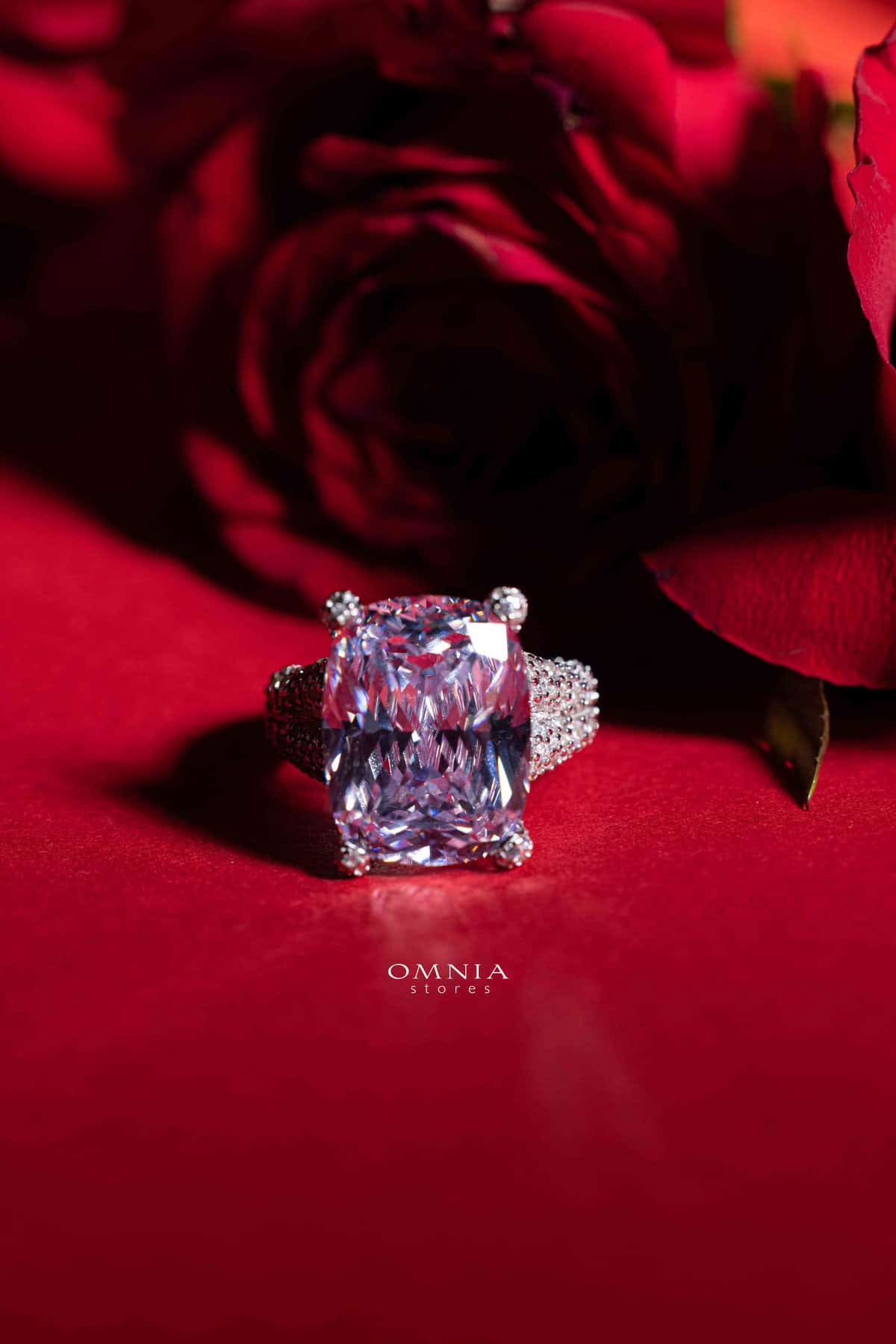 Omnia Diya white Ring 92.5 Silver in High Quality Simulated Diamonds - OMNIASTORES UAE
