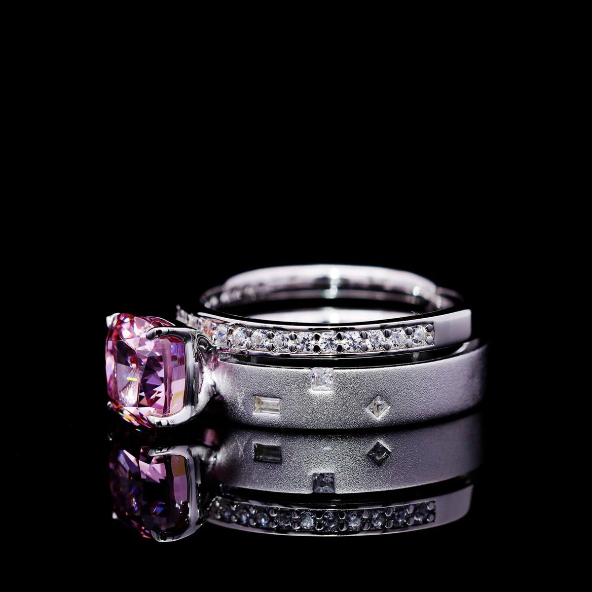 Ibtinah Pink Ring with Certificate | High-Quality Simulated Diamonds in 925 Sterling Silver left