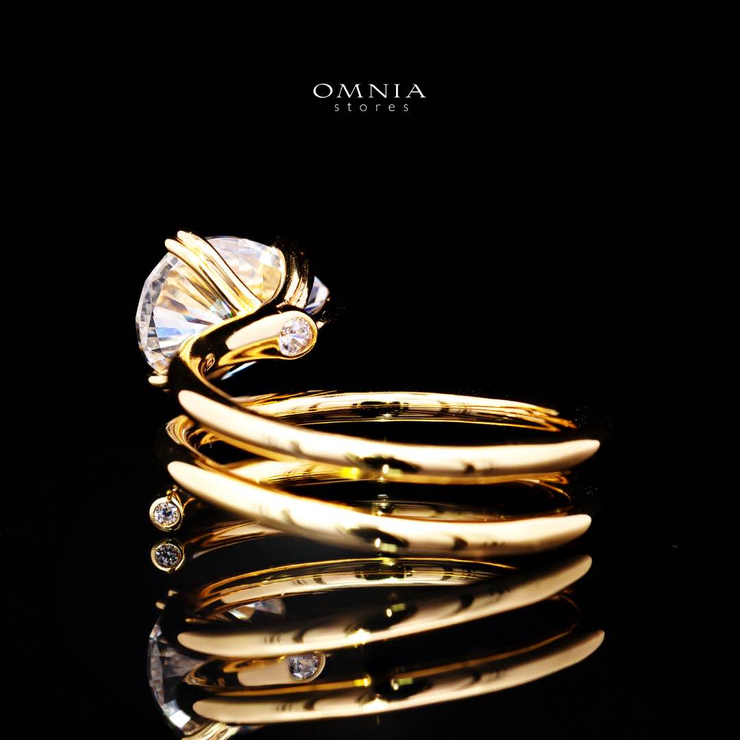 Omnia Nabeela White Golden Ring In 925 Silver High Quality Lab Crafted Pear Cut Stones 4ct