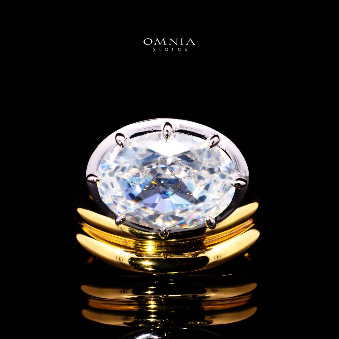 Omnia Aayra Gold Ring In 925 Silver With High Quality Lab Crafted Stones