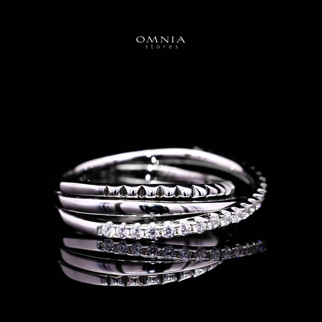 Omnia Suhair Twisted Silver Ring In 925 Silver High Quality Certified Lab Crafted Stones