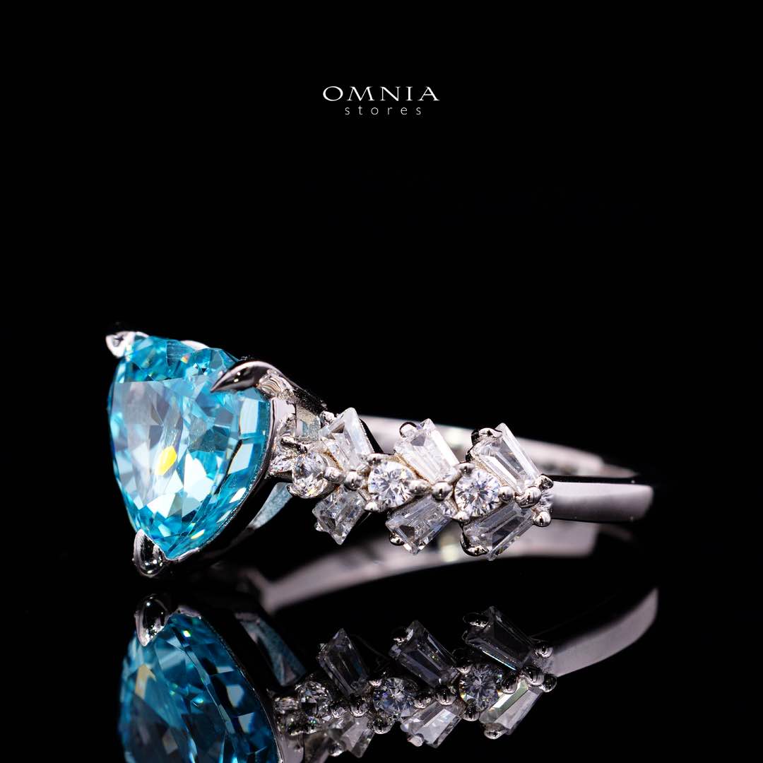 Omnia Saby Heart Sky Blue Heart Ring With High Quality Certified Lab Crafted Stones In 925 Silver