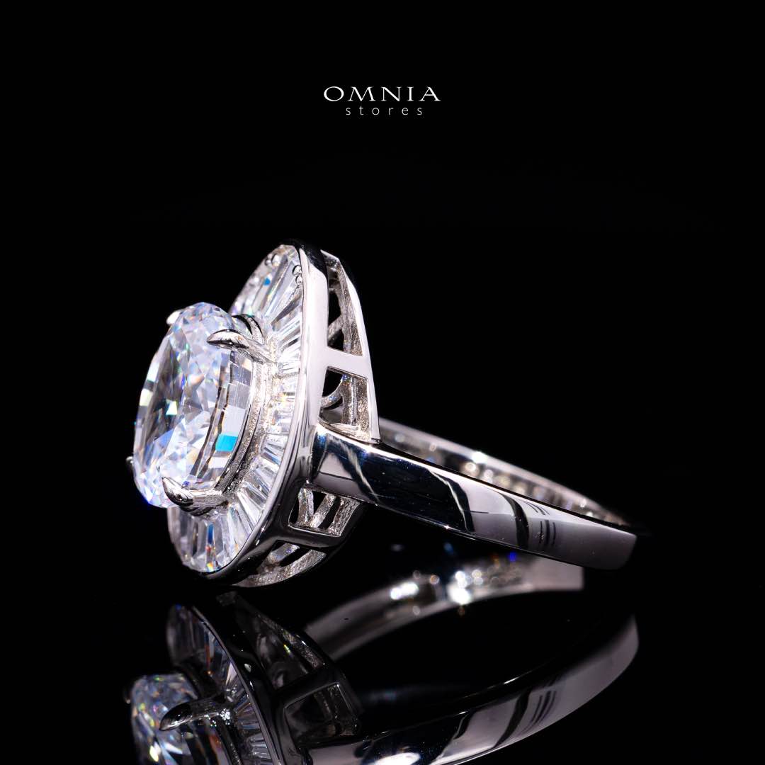 Irene White Pear Ring With High Quality Simulated Diamonds in 925 Silver