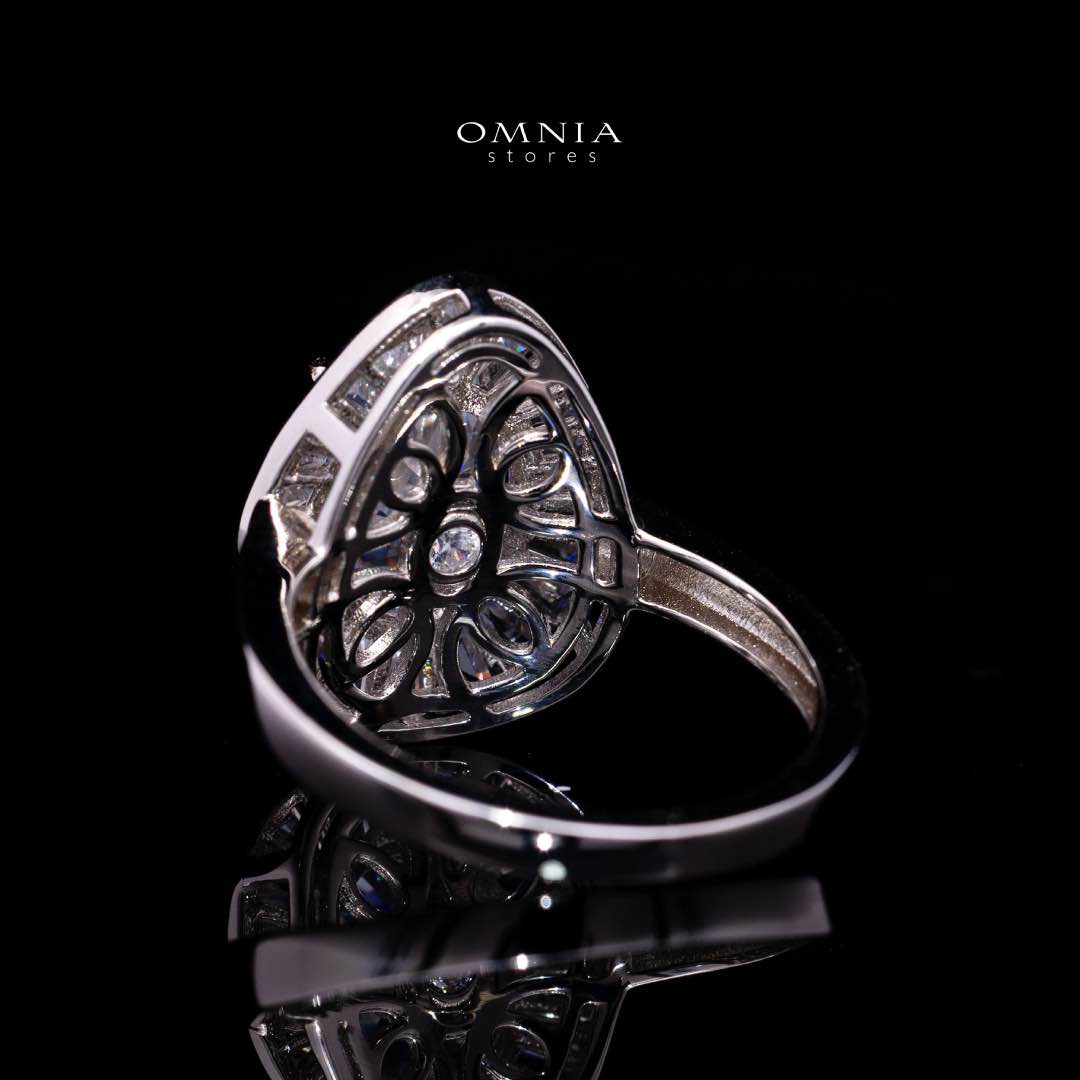 Irene White Pear Ring With High Quality Simulated Diamonds in 925 Silver