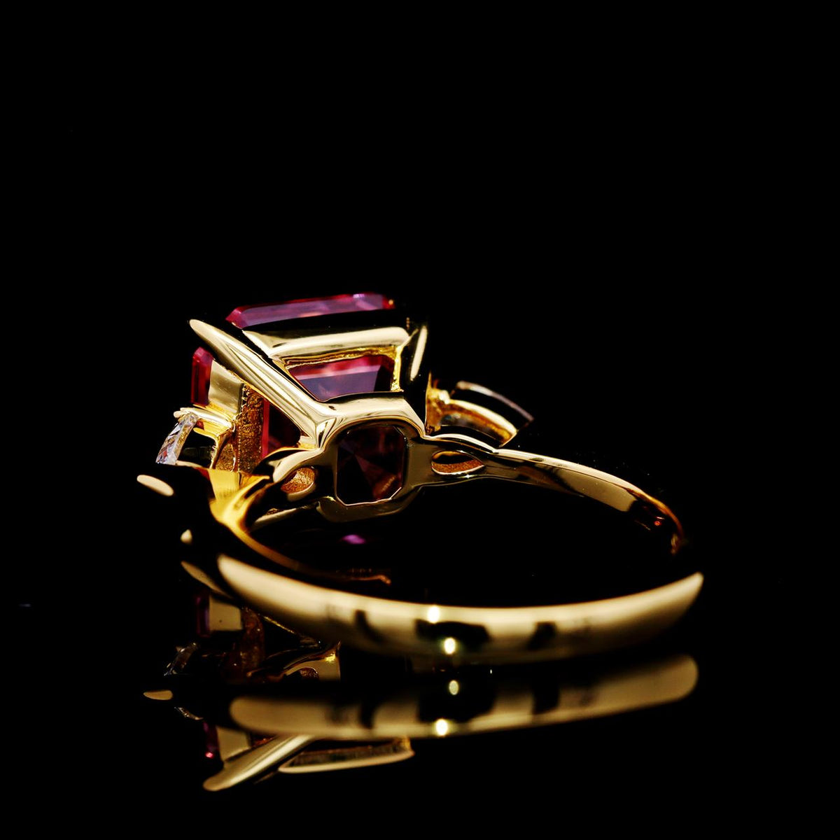 Jalila Pink Gold-Plated Ring with Certificate | High-Quality Simulated Diamonds in 925 Sterling Silver back