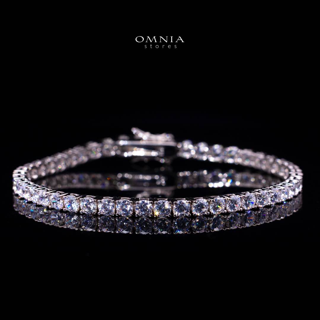 Omnia Imani White Radiant-Cut Tennis Bracelet 3.5mm in 925 Silver with Simulated Diamonds