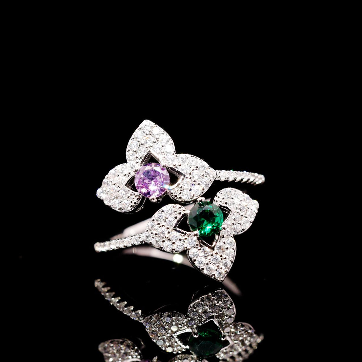 Leanna Multicolor Luxury Bridal Full Set with High-Quality Zircon Stones Rhodium-Plated Finish