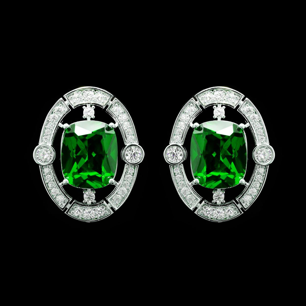Liah Green Luxury Bridal Earring with High-Quality Zircon Stones Premium Rhodium Plating