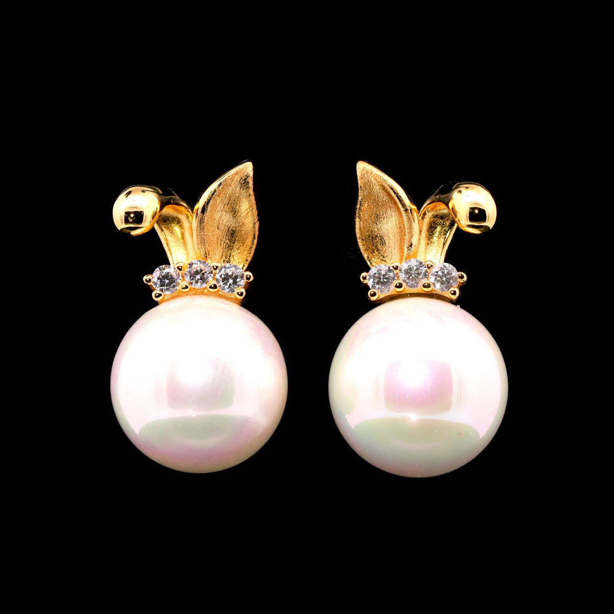 Lurelle Pearl Gold-Plated Earrings with Certificate | High-Quality Simulated Diamonds in 925 Sterling Silver