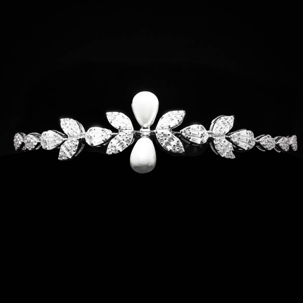Omnia Shamsa Pearl Bridal Full Set in 925 Silver with High-Quality White Zircon Stones - OMNIASTORES UAE