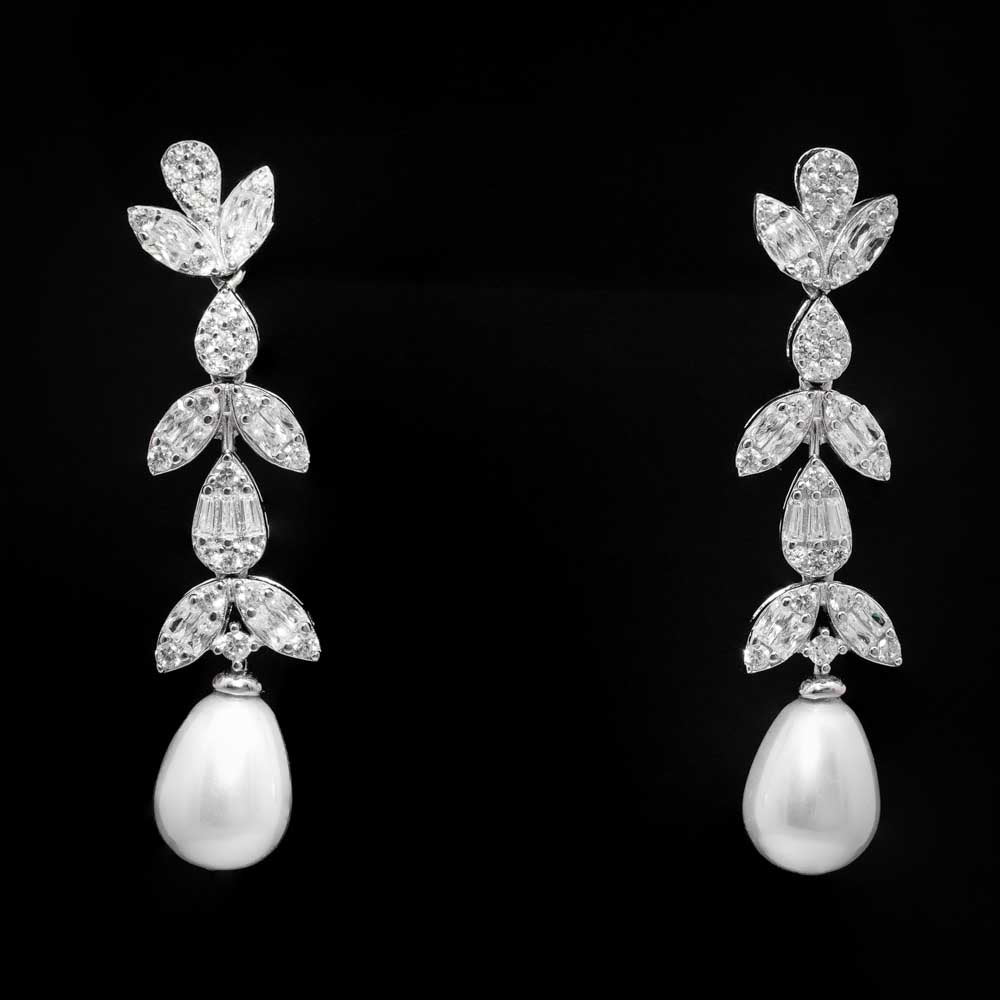 Omnia Shamsa Pearl Bridal Full Set in 925 Silver with High-Quality White Zircon Stones - OMNIASTORES UAE