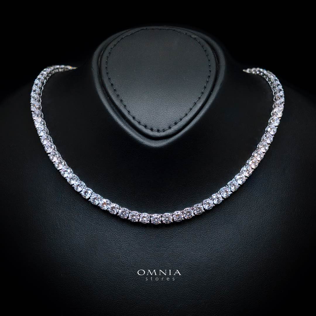 Sanira 5.0mm White Simulated Diamonds Tennis Necklace in 925 Silver
