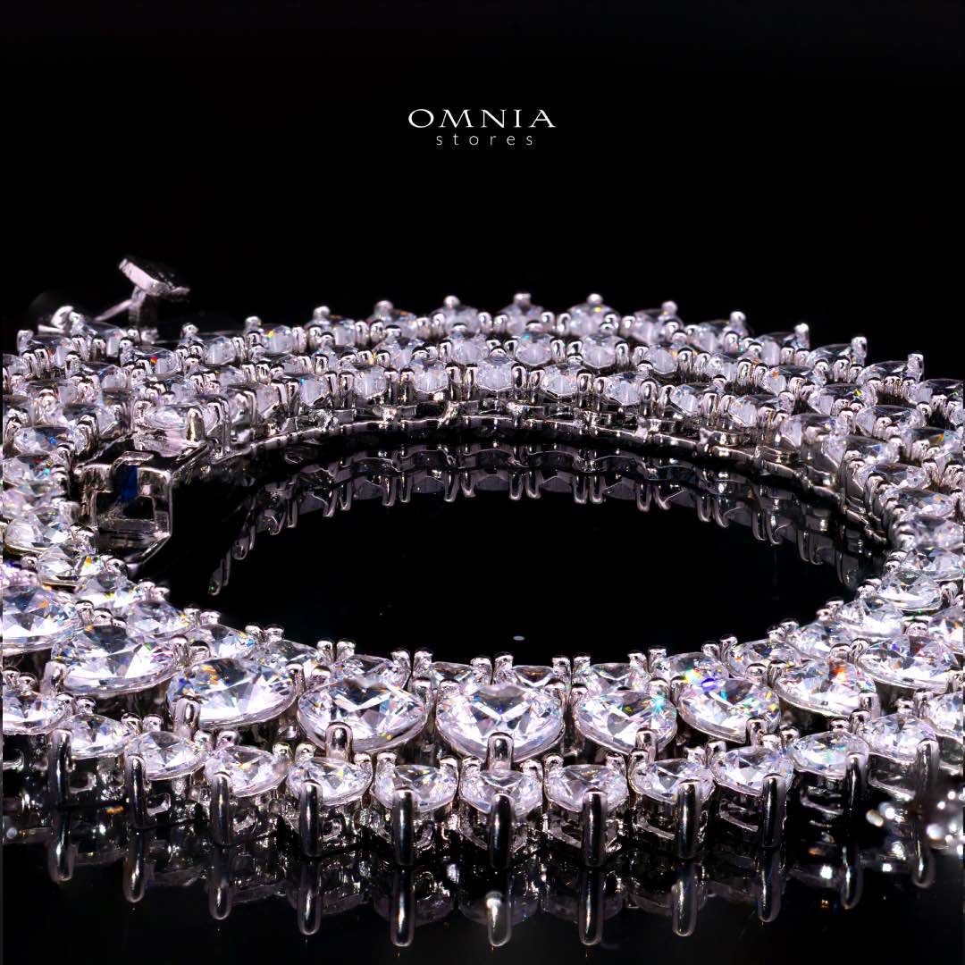 Teesha Heart 11.0mm White Simulated Diamonds Tennis Necklace in 925 Silver