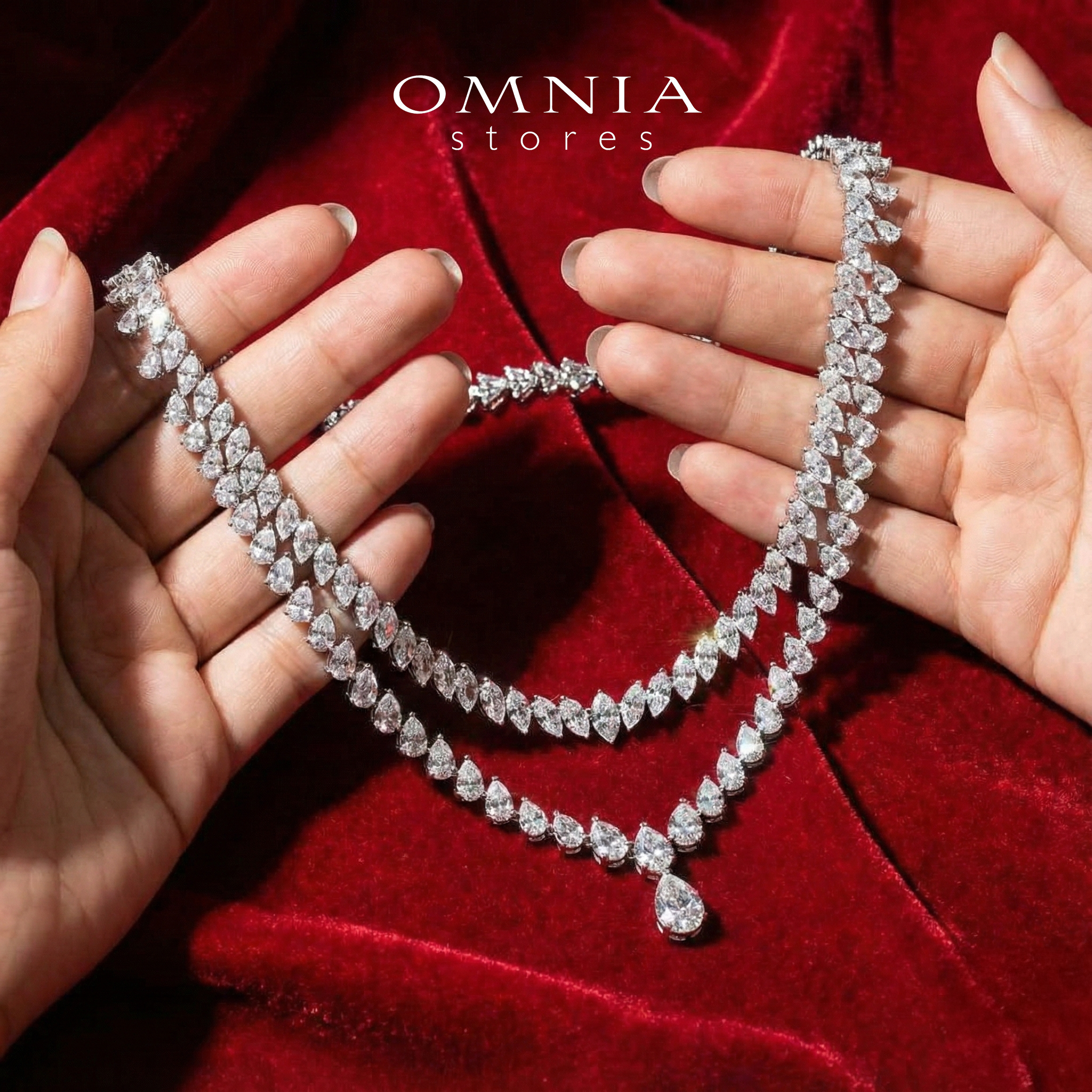 Malika Necklace 925 Silver in High Quality Simulated Diamonds