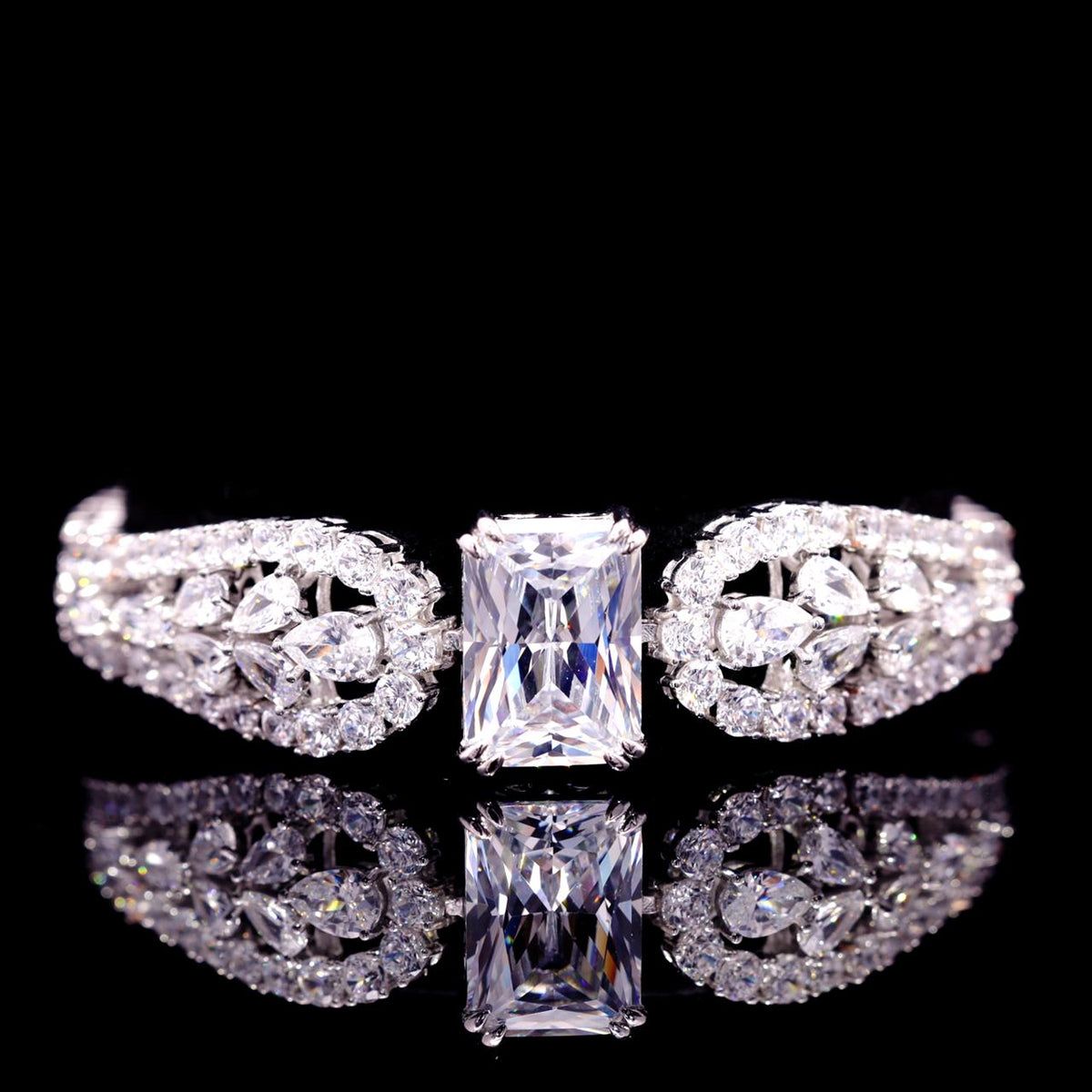 Nadirra White Luxury Bridal Bracelet with High-Quality Zircon Stones Premium Rhodium Plating
