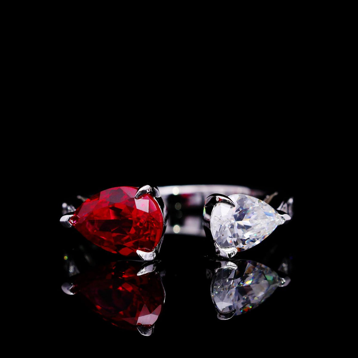 Nasma Red and White Ring with Certificate | High-Quality Simulated Diamonds in 925 Sterling Silver