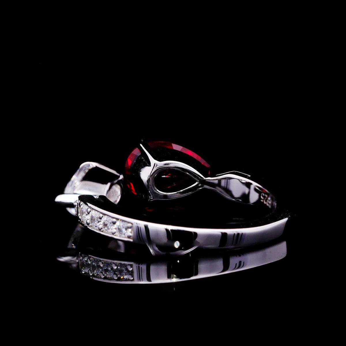 Nasma Red and White Ring with Certificate | High-Quality Simulated Diamonds in 925 Sterling Silver back