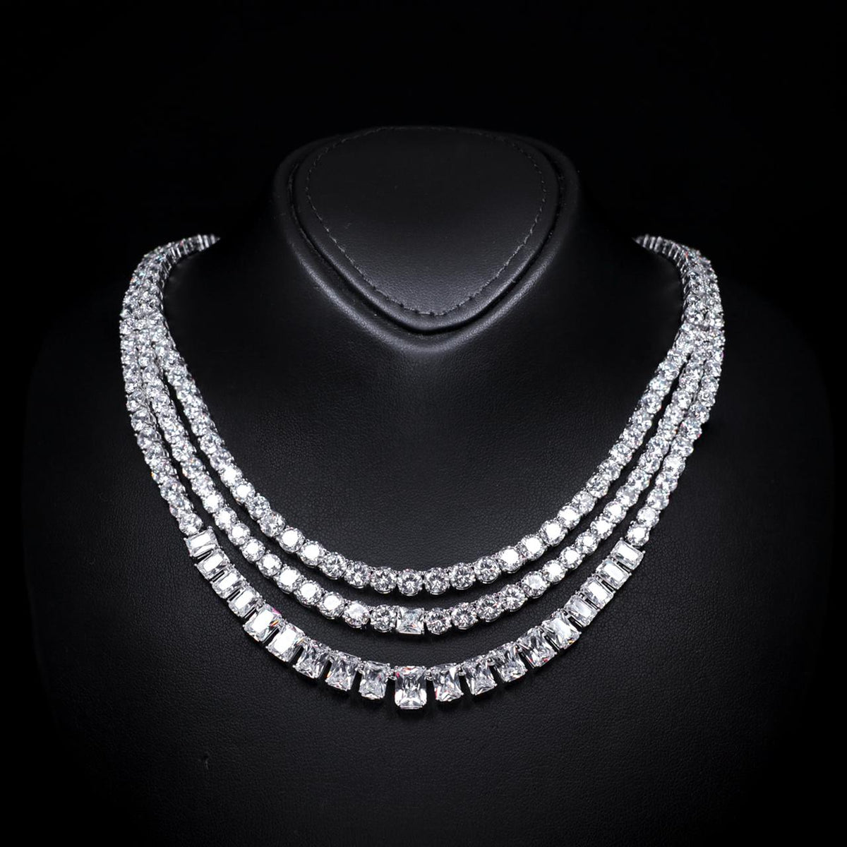 Nicole White Luxury Bridal Necklace with High-Quality Zircon Stones Rhodium-Plated Finish