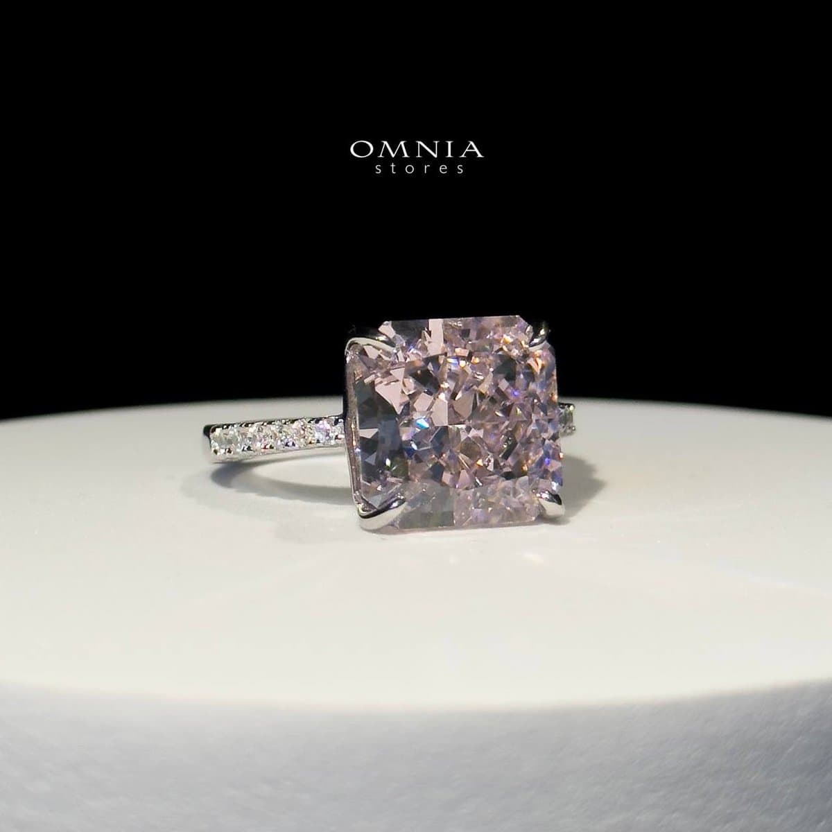 Omnia Beatrice Pink Ring 92.5 Pure Silver Jewelry in High Quality Simulated Diamonds - OMNIASTORES UAE