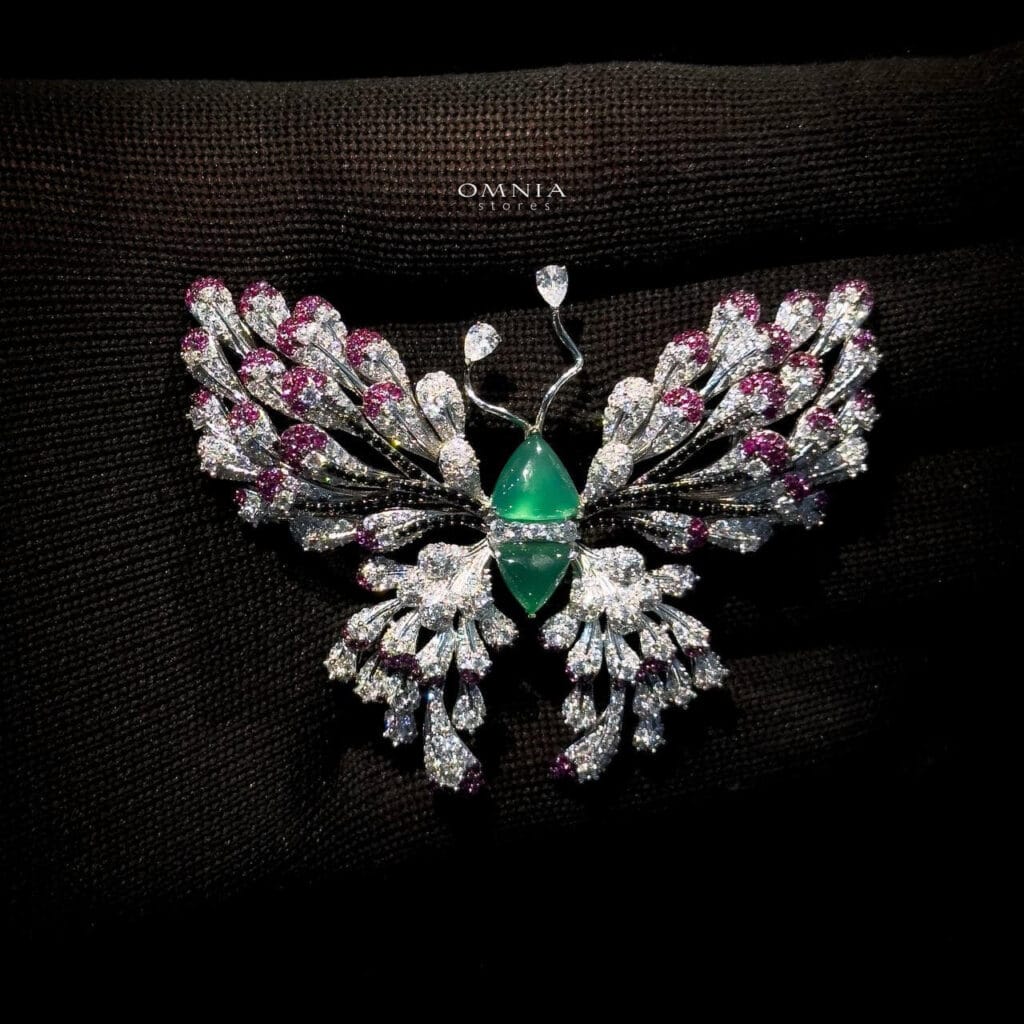 Omnia Omara Butterfly Brooch in 92.5 Pure Silver Tarnish Resistant Plating - OMNIASTORES UAE