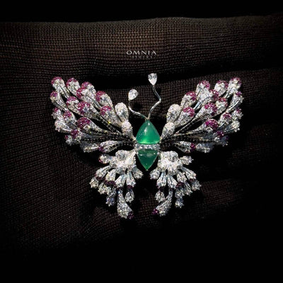 دبوس فراشة Omnia Omara من الفضة الخالصة عيار 92.5 مطلي بطبقة مقاومة للتآكل