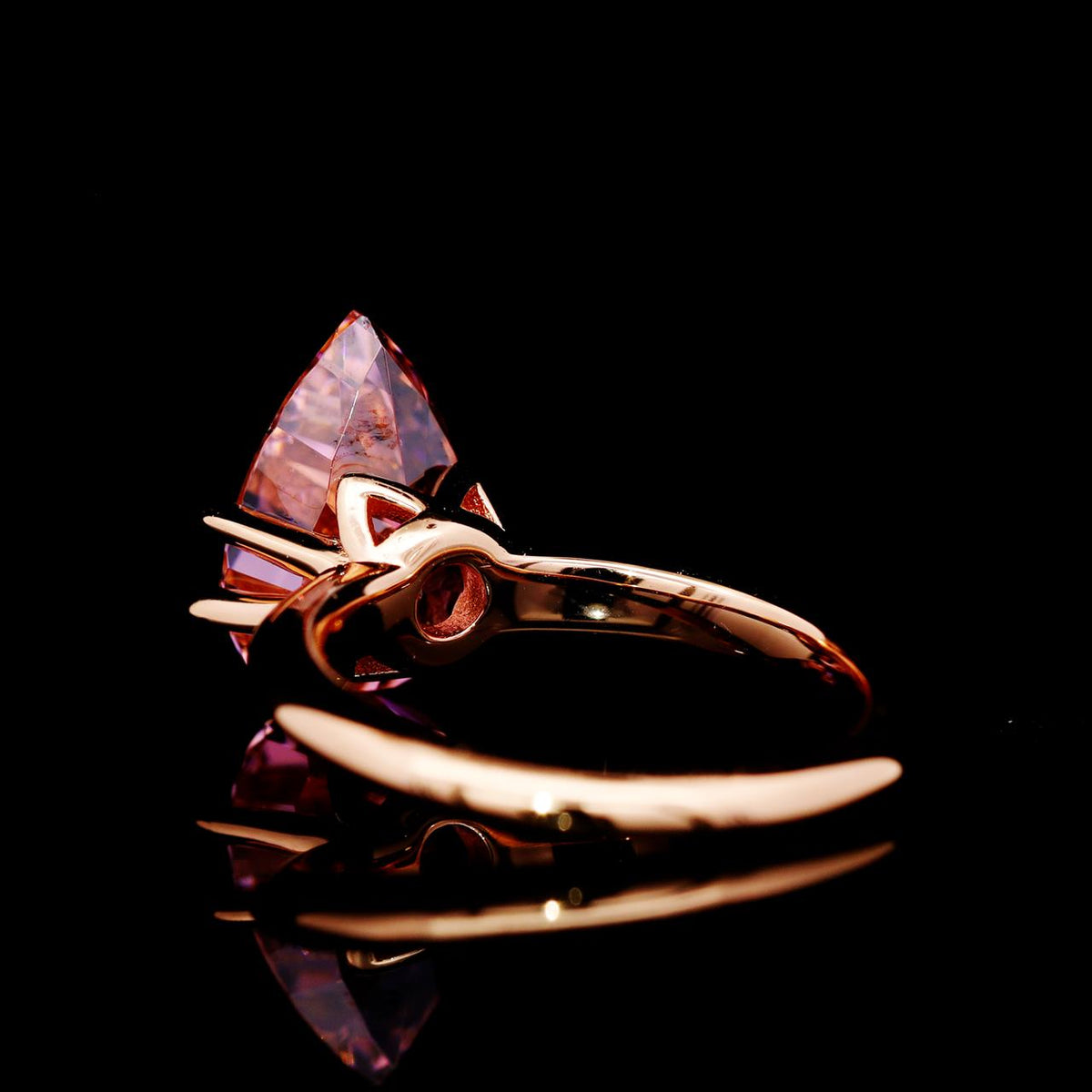 Reem Pink Rose Gold-Plated Ring with Certificate | High-Quality Simulated Diamonds in 925 Sterling Silver back