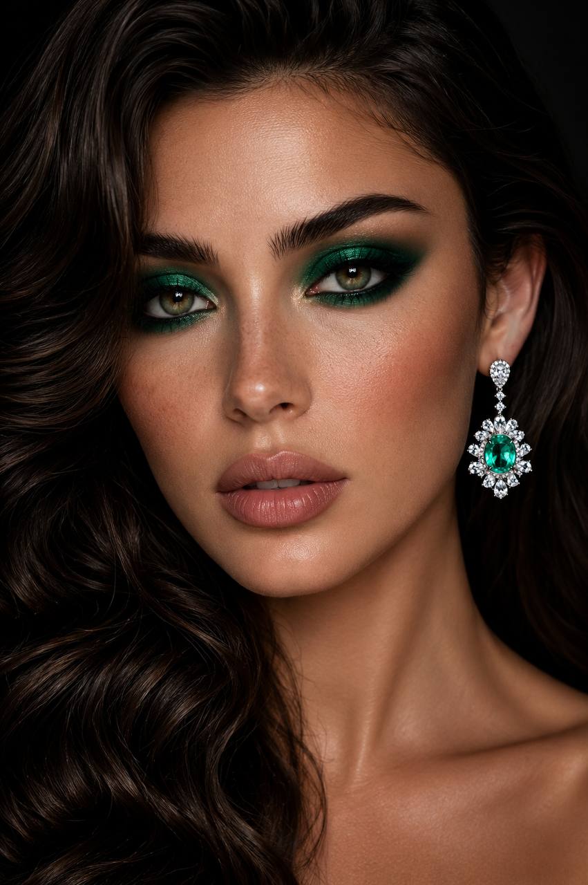 Omnia Saiyyda White and Green Drop Earrings In 925 Silver High Quality Certified Lab Crafted Stones